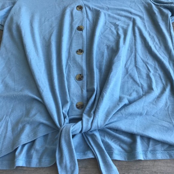 StitchFix Pique Blouse with Tie Front Detail, M - Picture 3 of 5